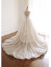 Champagne Organza Glitter Tulle Regal Wedding Dress
